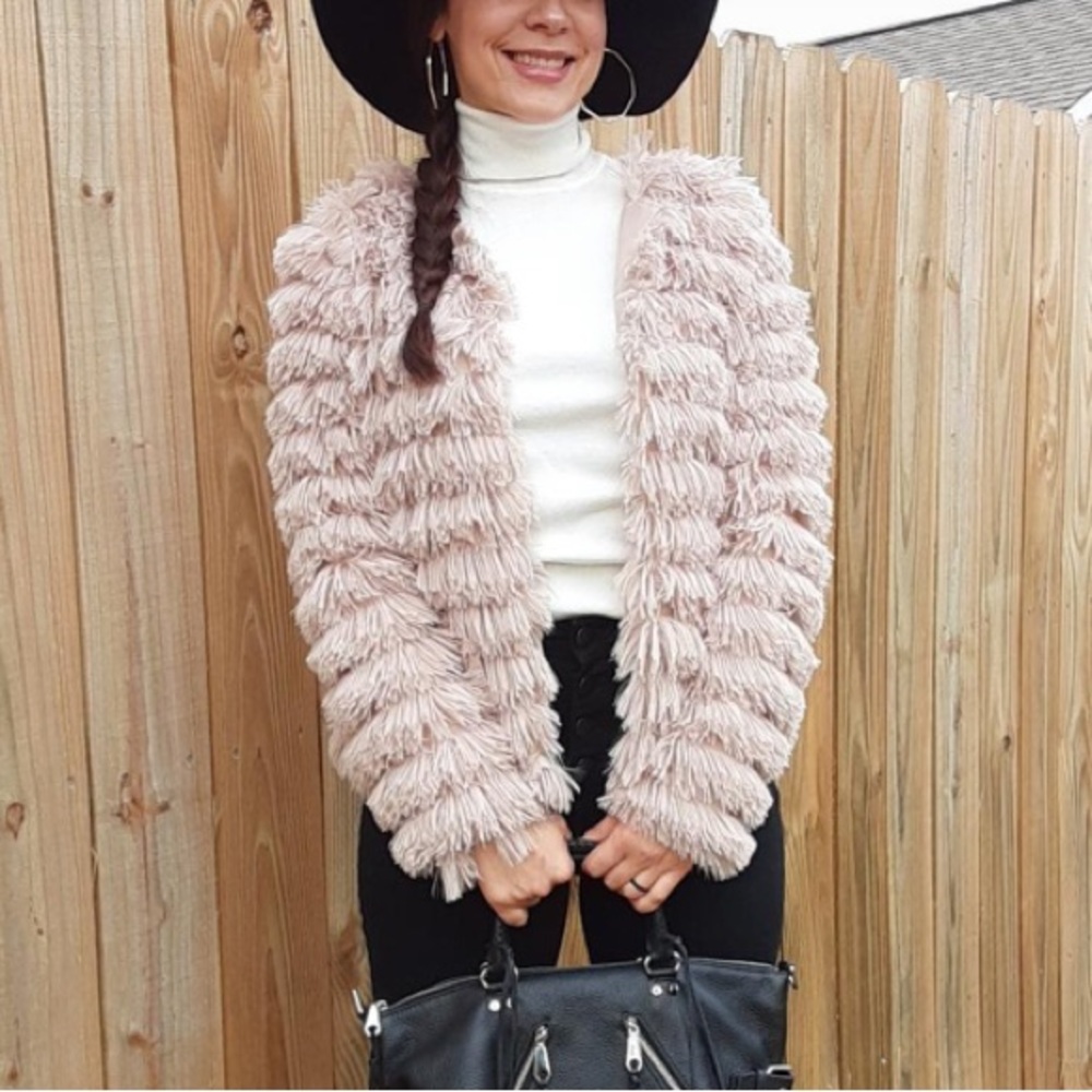 women faux fur shearling shaggy jacket long sleeve